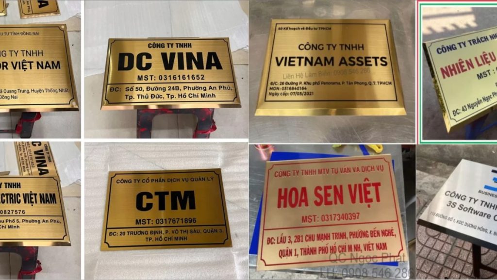 Dịch Vụ Làm Bảng Công Ty – Inox, Mica, Alu, Đồng | Giao Nhanh 2H