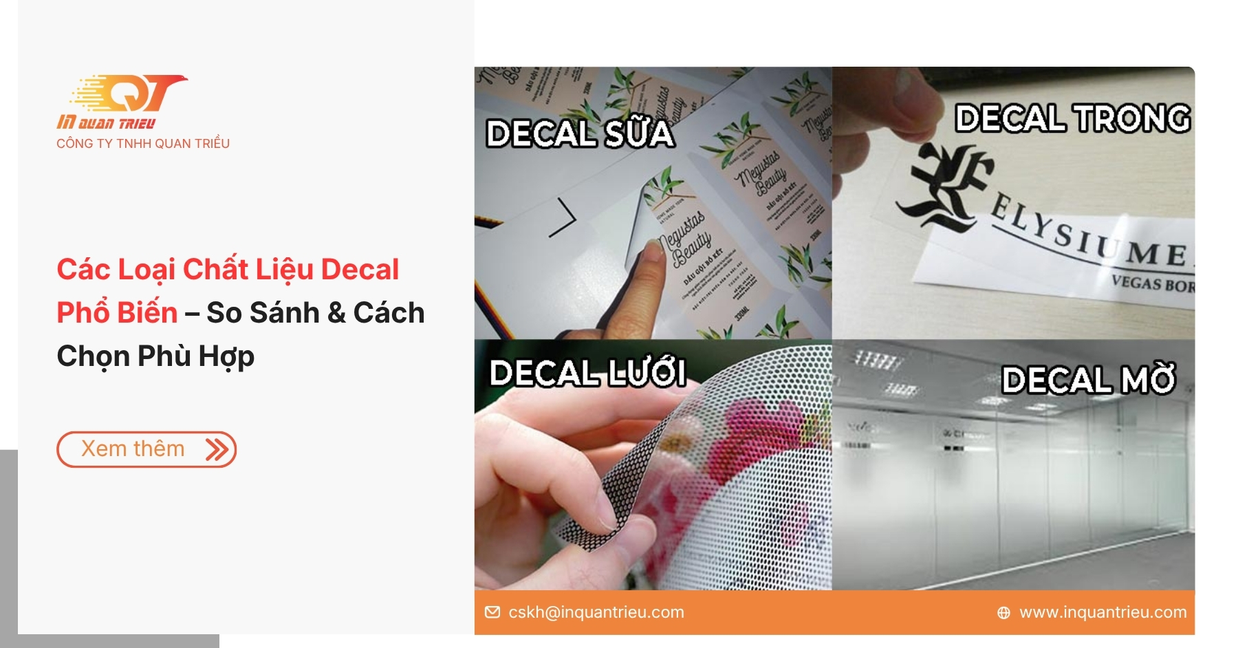 Các Loại Chất Liệu Decal Phổ Biến – So Sánh & Cách Chọn Phù Hợp