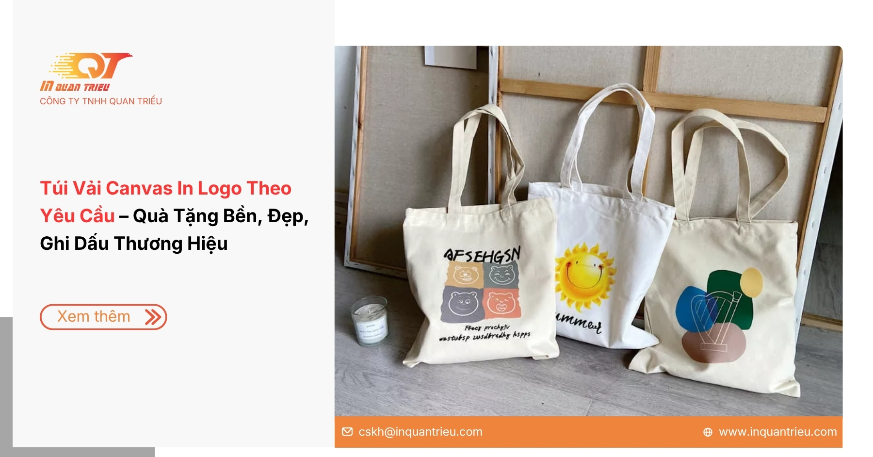 Túi Vải Canvas In Logo Theo Yêu Cầu – Quà Tặng Bền, Đẹp, Ghi Dấu Thương Hiệu