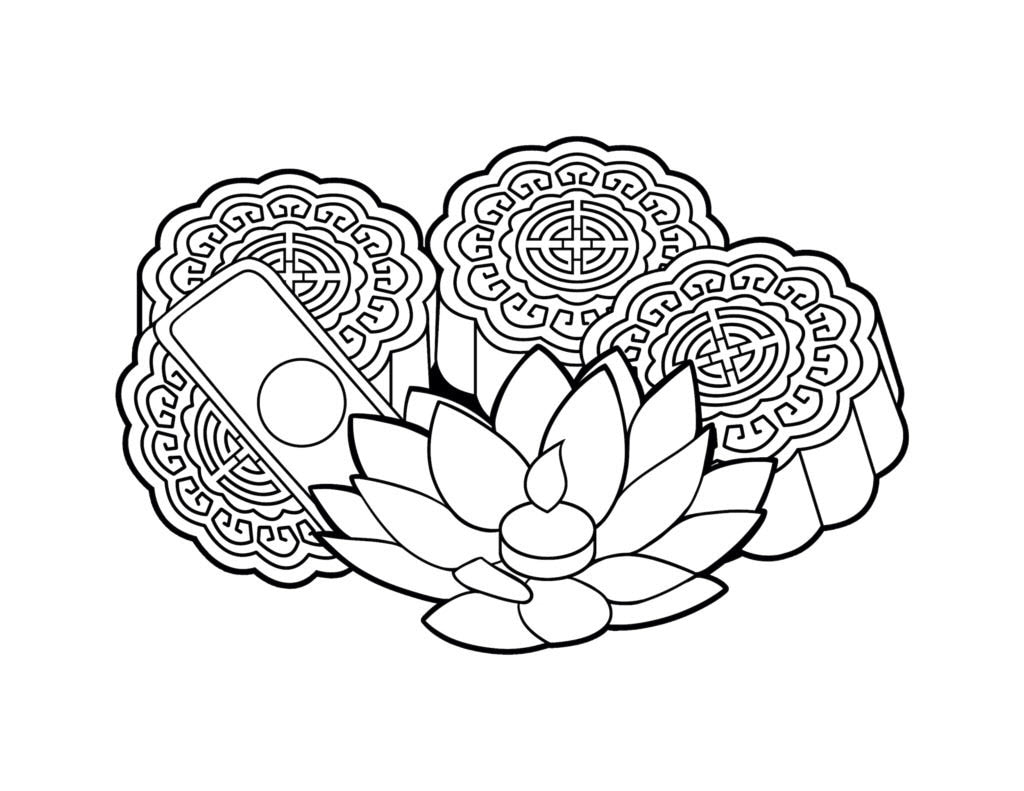 Tranh tô màu bánh Trung thu truyền thống
