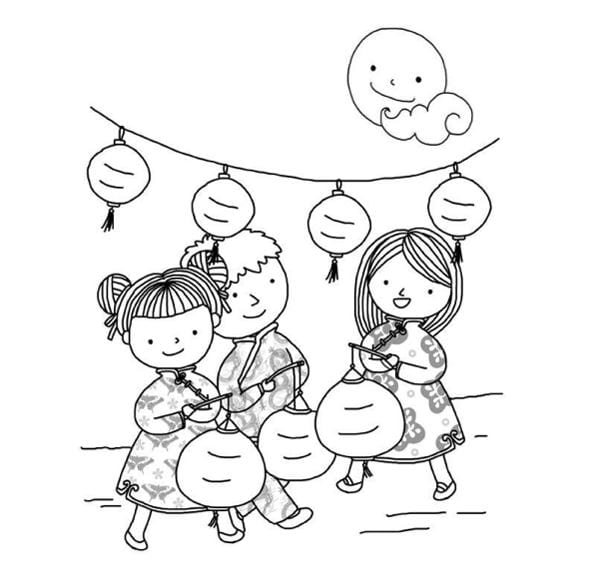 Tranh tô màu Tết Trung thu cho bé tập tô