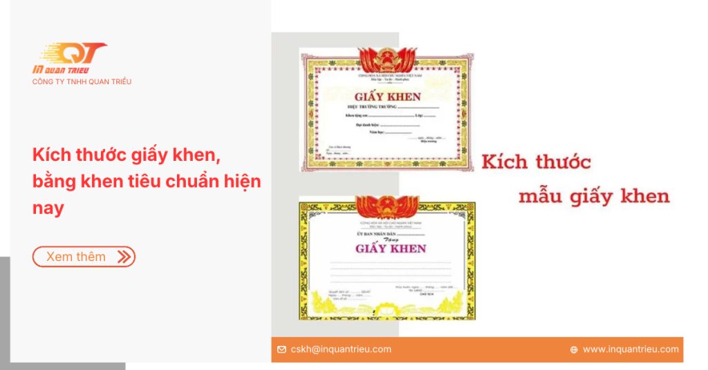 Kích thước giấy khen, bằng khen tiêu chuẩn hiện nay